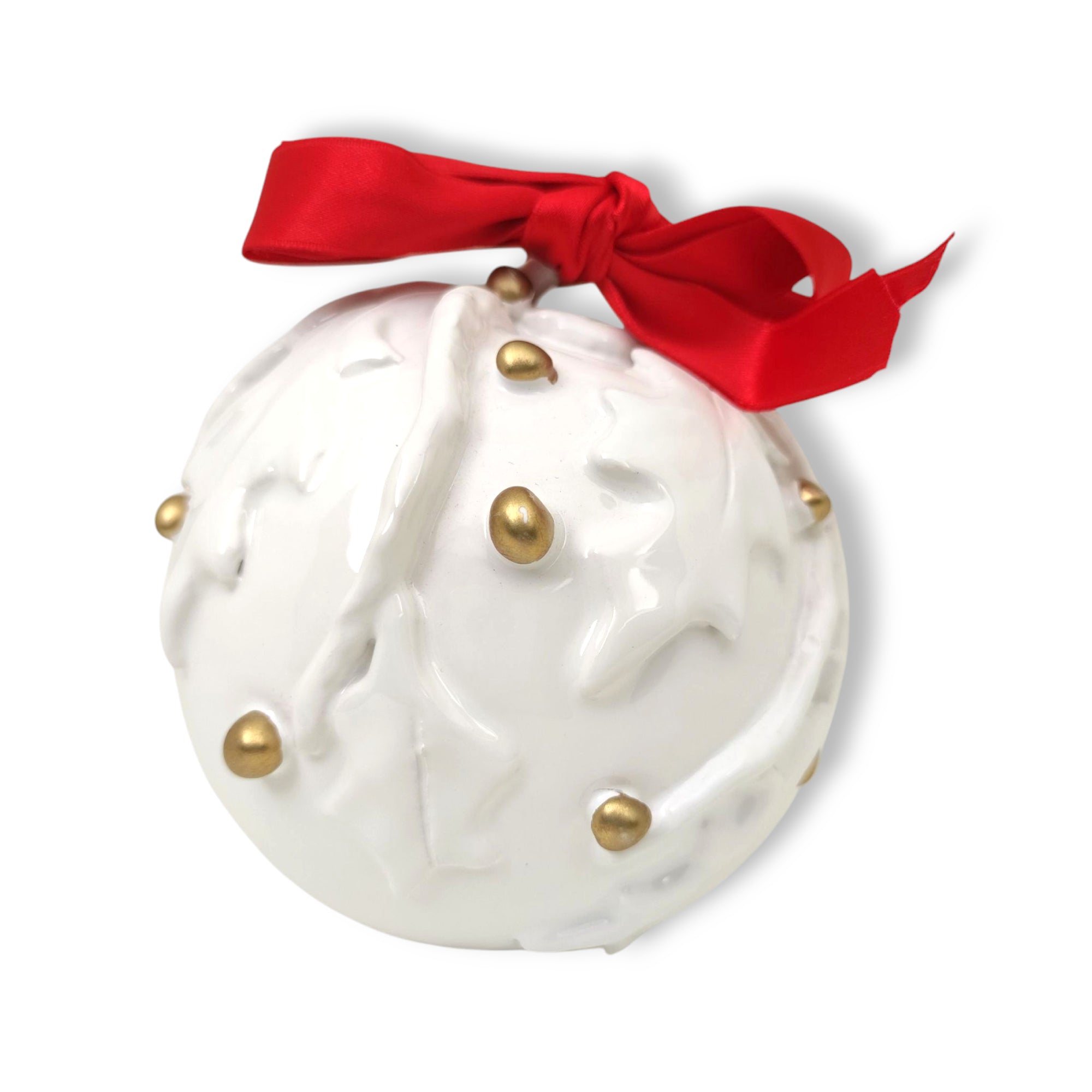 Christmas Ball in Capodimonte Porcelain with Gold Decorations – Art and Tradition Made in Italy