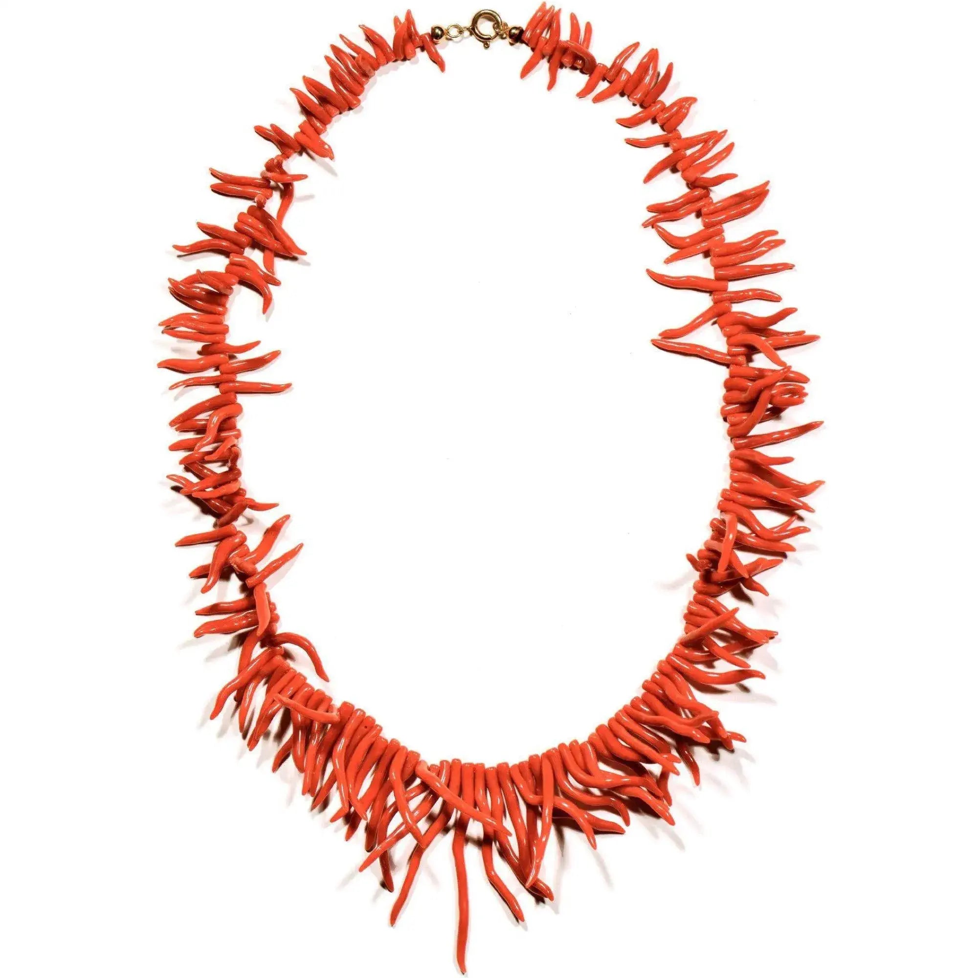 Collana con corni portafortuna in corallo rosso