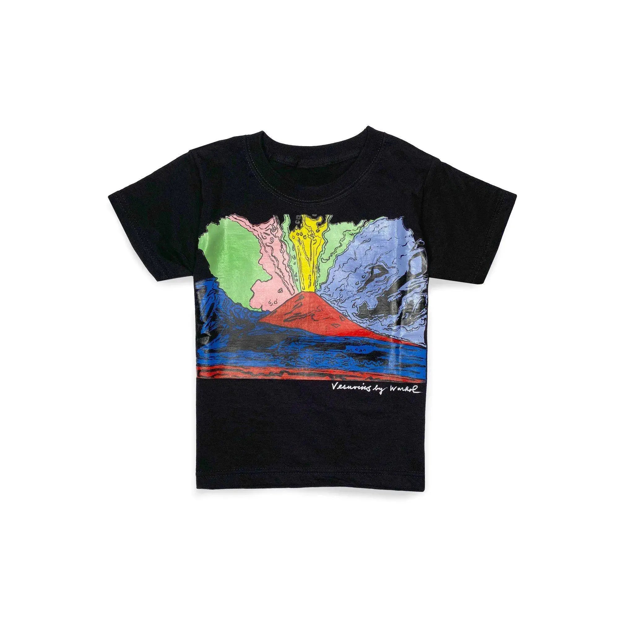 T shirt nera con stampa "Vesuvius" di Andy Warhol per bambini