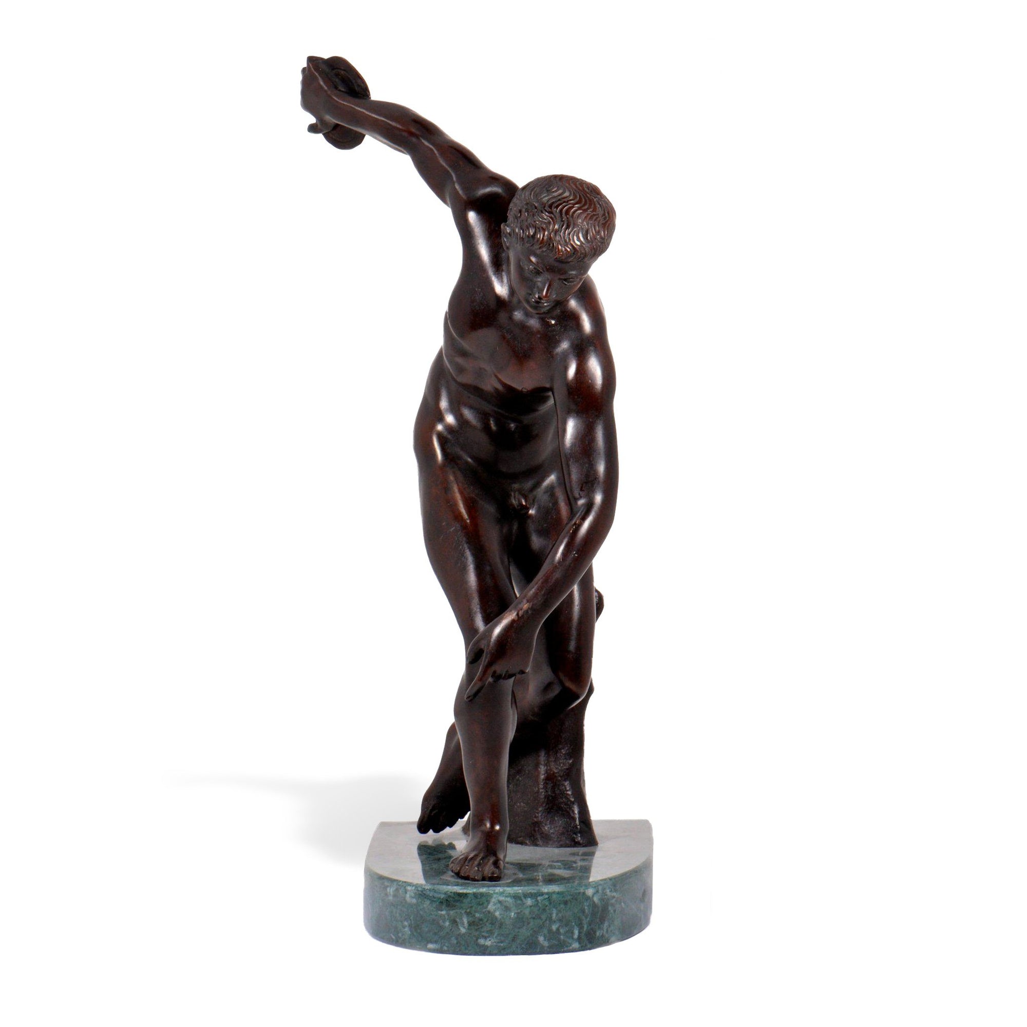 Discobolus in Bronze with Marble Base